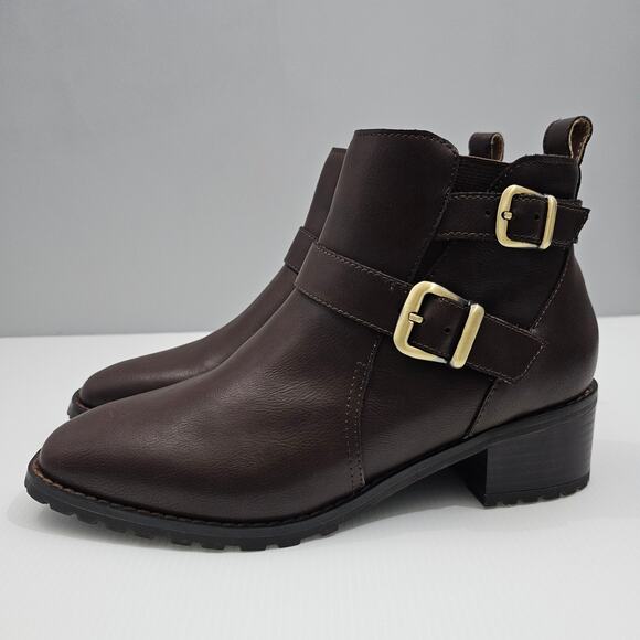 NEW Blondo Shantel Ankle Bootie Womens 8 Brown Leather Waterproof Moto Western - Picture 1 of 14